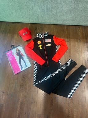 Spirit Women's Black and Red Checkered Race Car Driver Costumed
